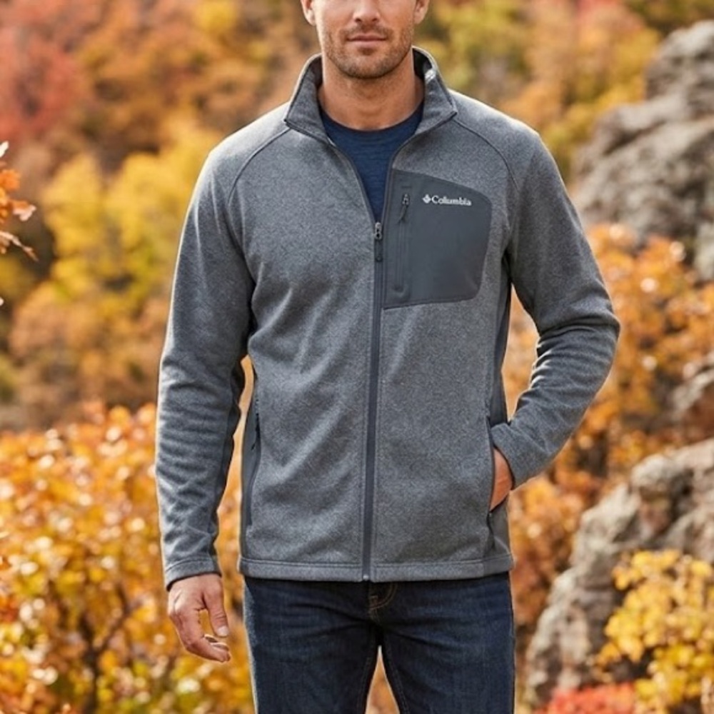 Columbia Men's Interchange Full-Zip Fleece Jacket Lightweight | Gray | Size XL
